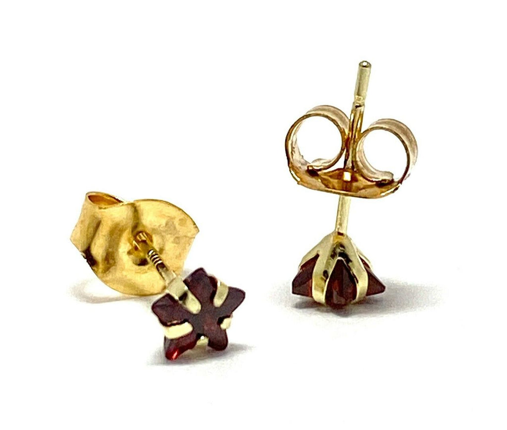 Gold Star Cut Garnet Earrings