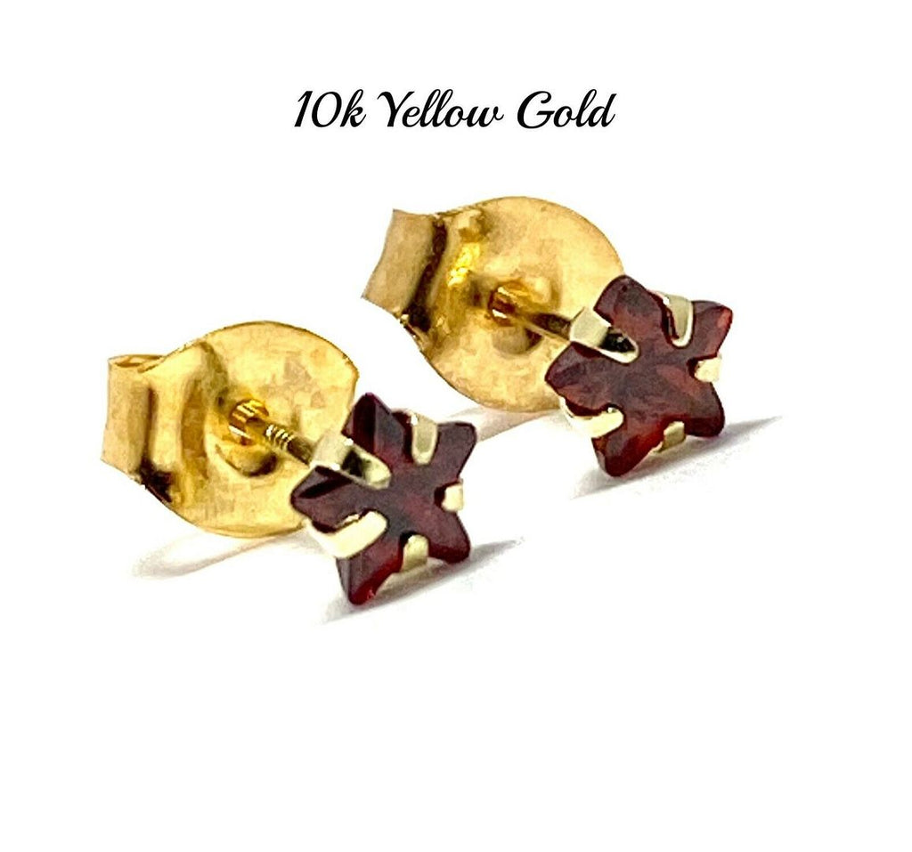 Gold Star Cut Garnet Earrings