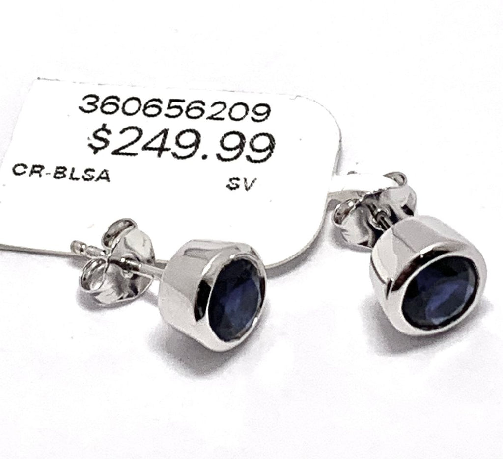 Blue Sapphire Gold Plated Silver Stud Earrings