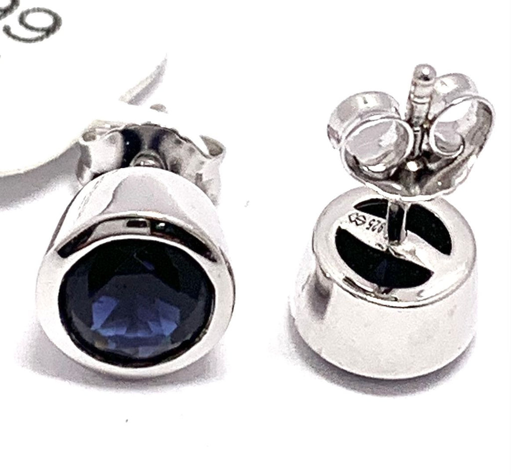 Blue Sapphire Gold Plated Silver Stud Earrings