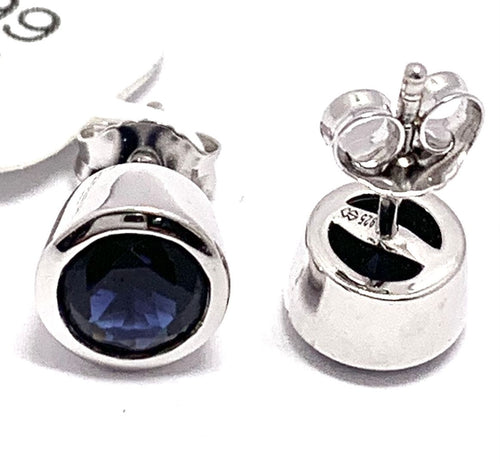 Blue Sapphire Gold Plated Silver Stud Earrings