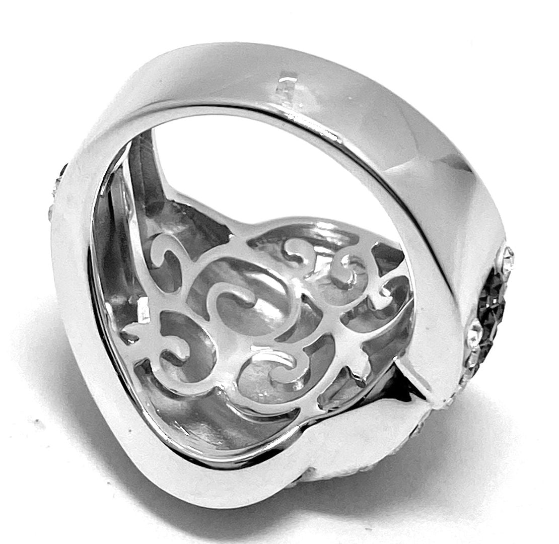 Blue and White Cultured Diamond White Gold Ring