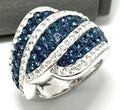 Blue and White Cultured Diamond White Gold Ring