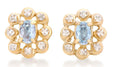 Natural Diamond and Aquamarine Sterling Silver Earrings