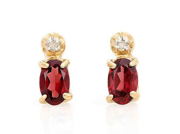 Diamond and Garnet Gold Plated Silver Earrings