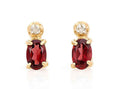 Diamond and Garnet Gold Plated Silver Earrings