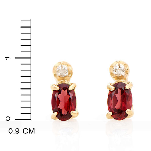 Diamond and Garnet Gold Plated Silver Earrings