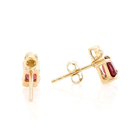 Diamond and Garnet Gold Plated Silver Earrings