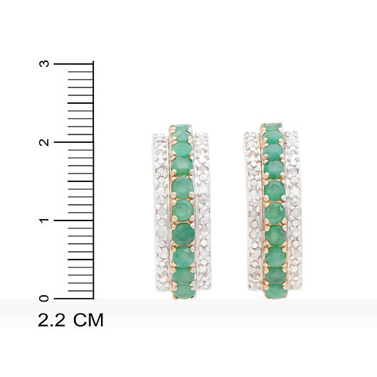 Emerald & Diamond Earrings in 18K Gold-Plated Sterling Silver
