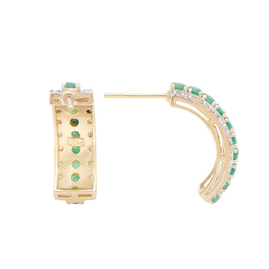 Emerald & Diamond Earrings in 18K Gold-Plated Sterling Silver