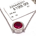 Cultured Solitaire Ruby White Gold and Silver Necklace