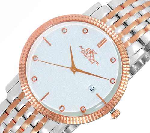 Adee Kaye Crystal Accent Rose Tone and Ceramic Watch