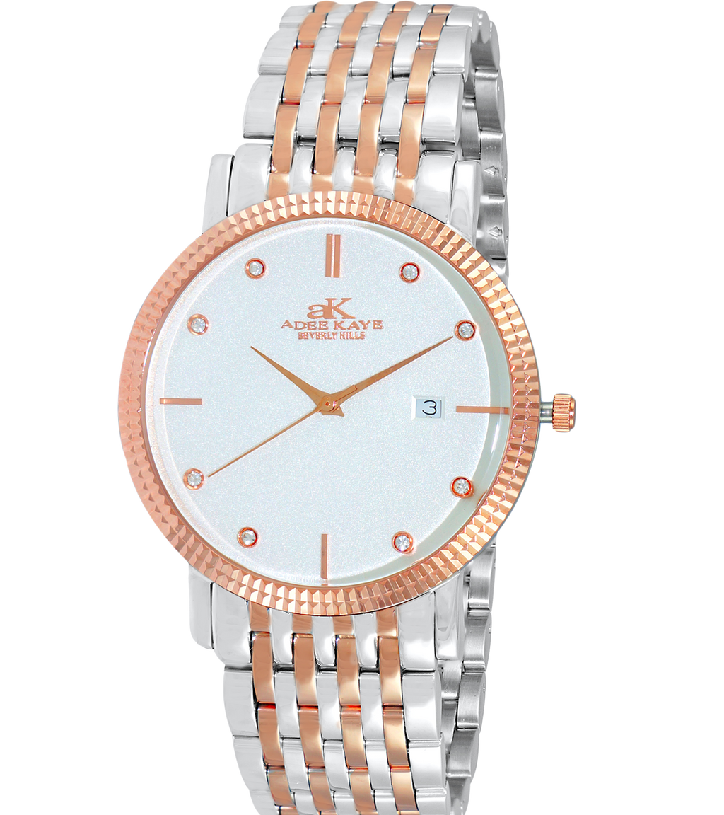 Adee Kaye Crystal Accent Rose Tone and Ceramic Watch