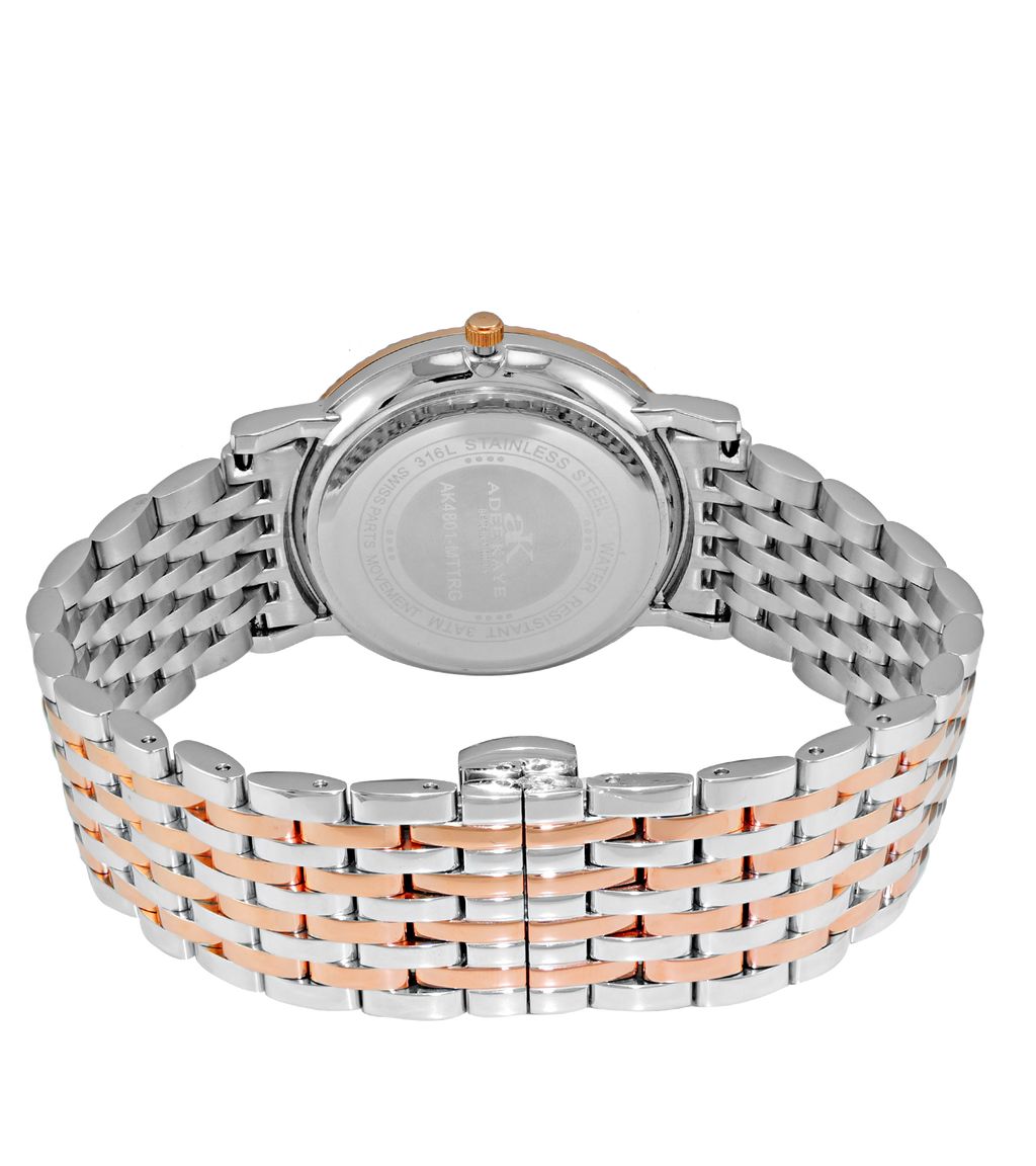 Adee Kaye Crystal Accent Rose Tone and Ceramic Watch