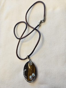 Brown/Beige Agate Gemstone Wrapped Necklace