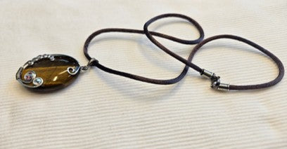 Brown/Beige Agate Gemstone Wrapped Necklace