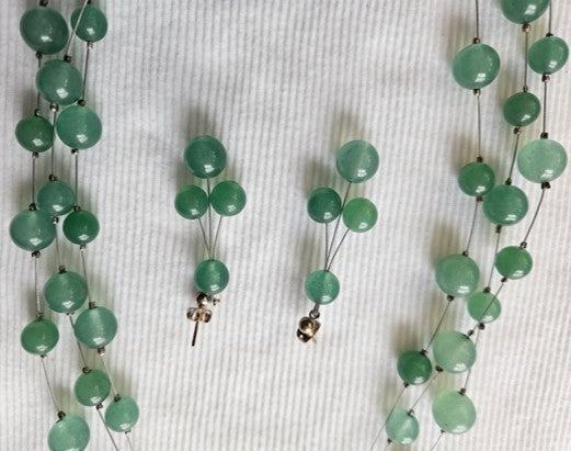Green Aventurine Gemstone Necklace and Earrings Set