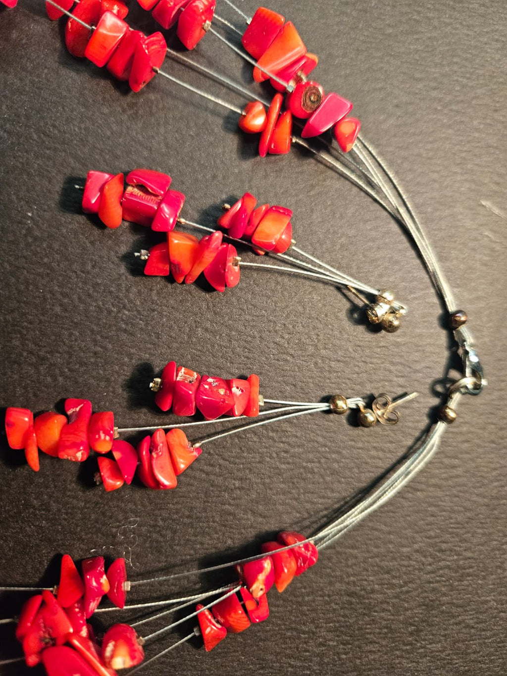 Red Coral Necklace and Earrings Set