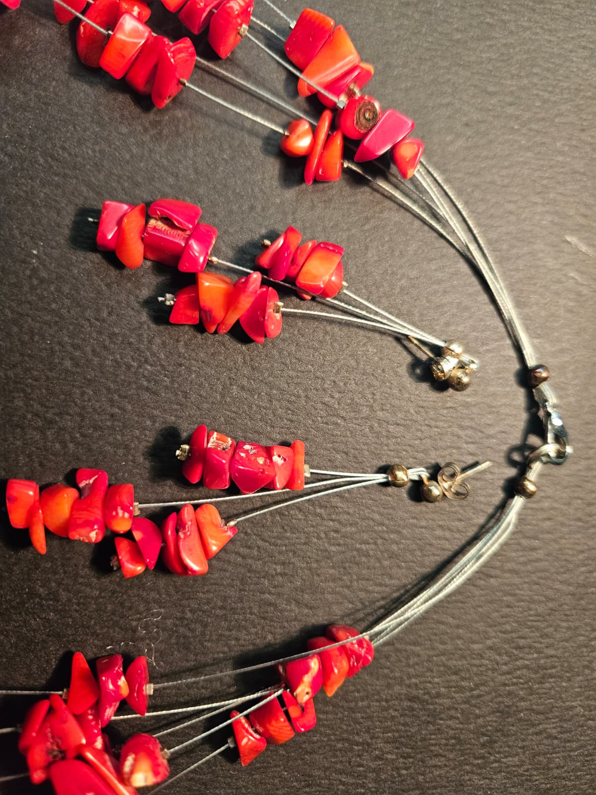 Red Coral Necklace and Earrings Set
