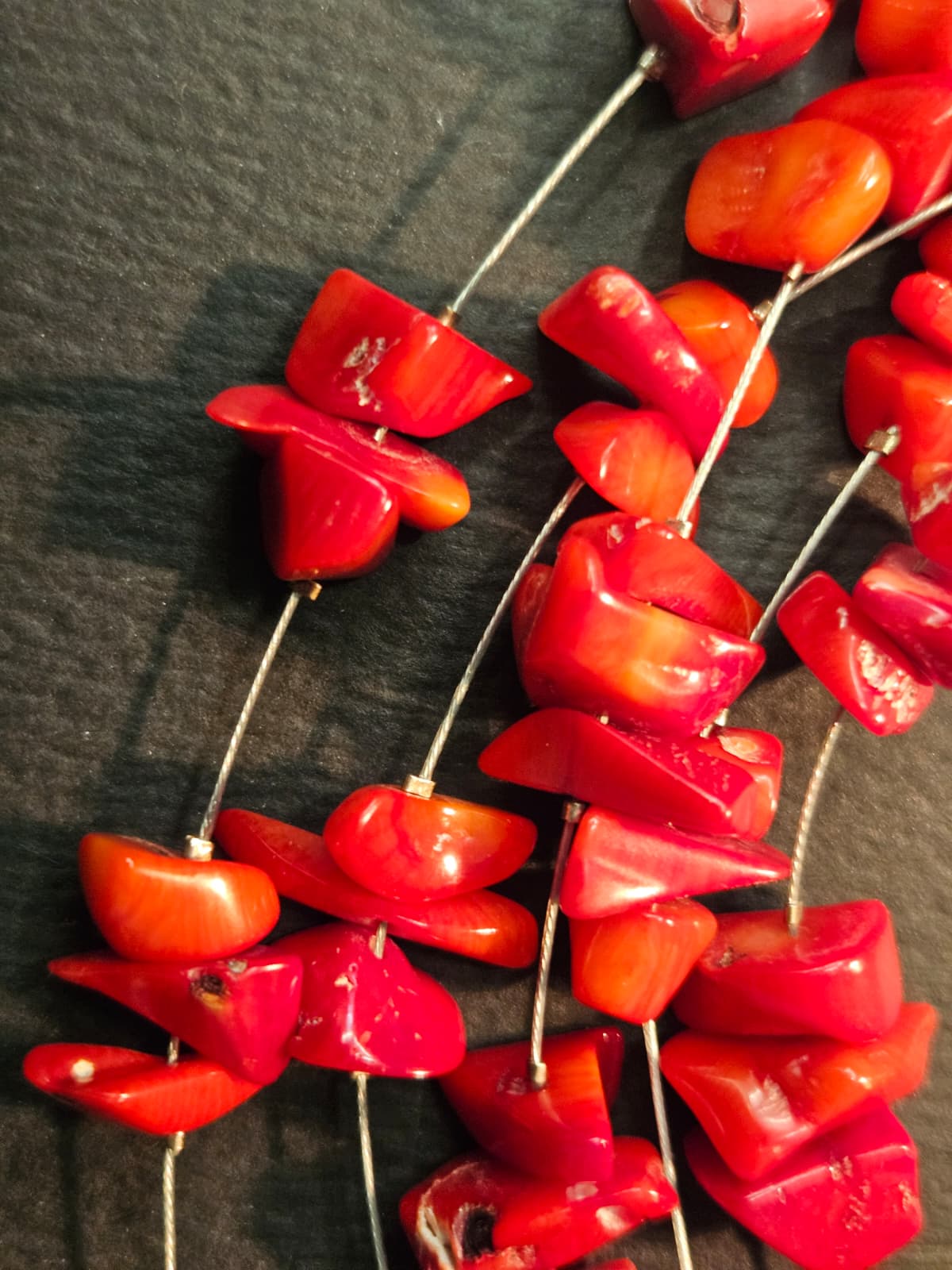 Red Coral Necklace and Earrings Set