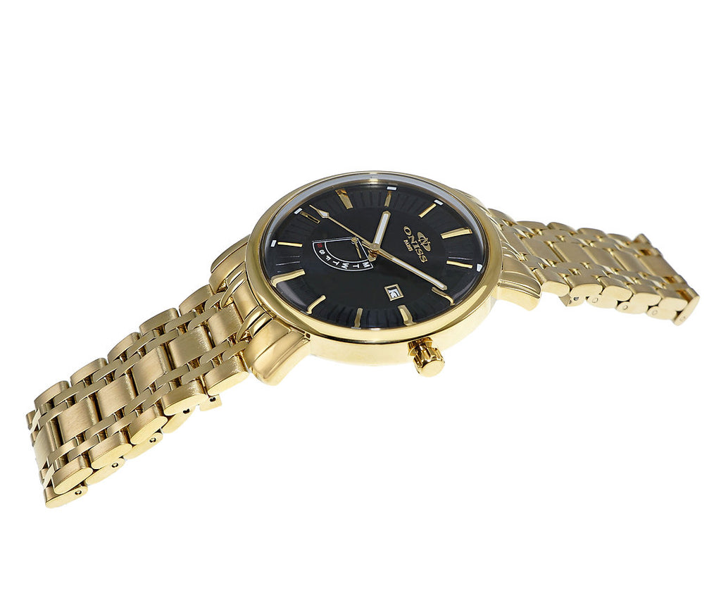 ONISS Gold Tone Stainless Steel Black Dial Watch