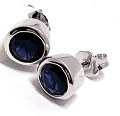 Blue Sapphire Gold Plated Silver Stud Earrings