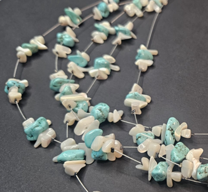 Statement Turquoise and Mother-of-Pearl Chip Necklace