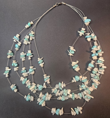 Statement Turquoise and Mother-of-Pearl Chip Necklace