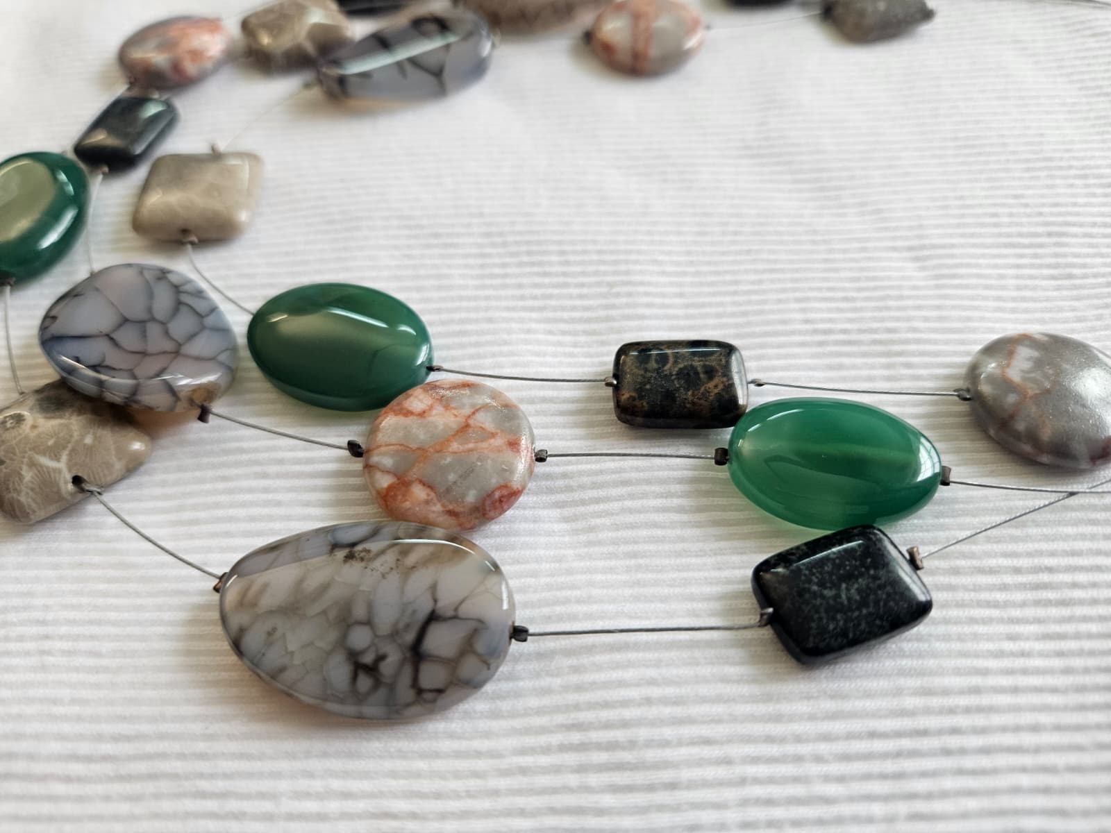 Multicolor Flat Gemstone Statement Necklace