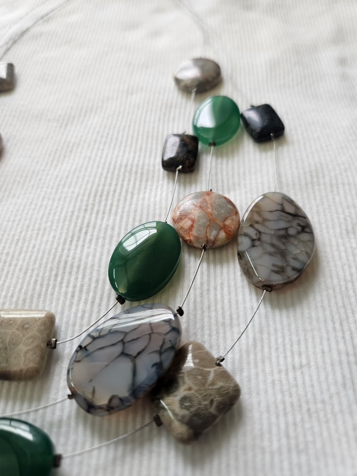 Multicolor Flat Gemstone Statement Necklace