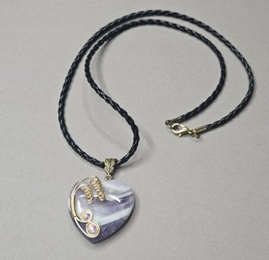 Banded Amethyst Gemstone and Crystals Necklace