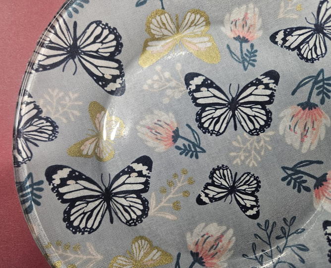 Handmade Decoupage Glass Plate with Butterflies