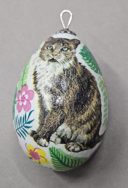 Handmade Decoupaged Egg with a Kitty