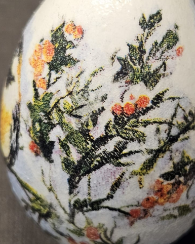 Handmade Decoupaged Easter Egg with a Black-Capped Chickadee