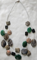 Multicolor Flat Gemstone Statement Necklace