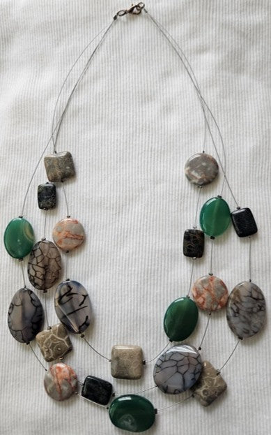 Multicolor Flat Gemstone Statement Necklace