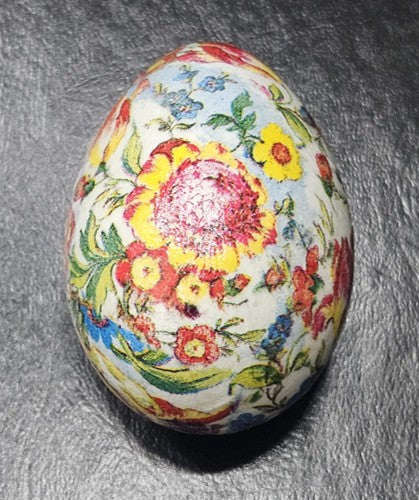 Handmade Decoupaged Easter Egg with Vintage Floral Design