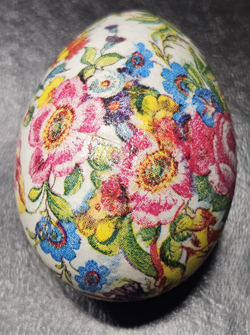 Handmade Decoupaged Easter Egg with Vintage Floral Design