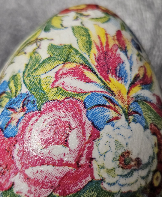 Handmade Decoupaged Easter Egg with Vintage Floral Design