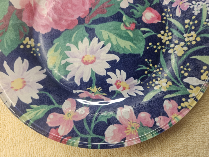Handmade Decoupage Glass Plate with Flowers
