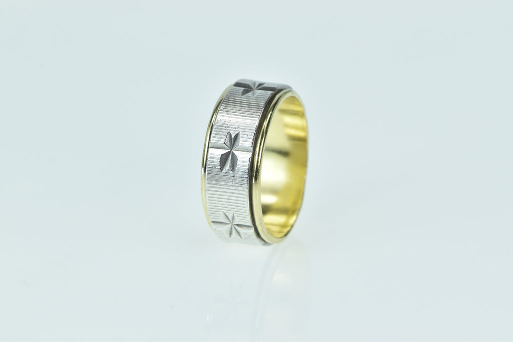 Gold Lined Silver Star Diamond Cut Ring