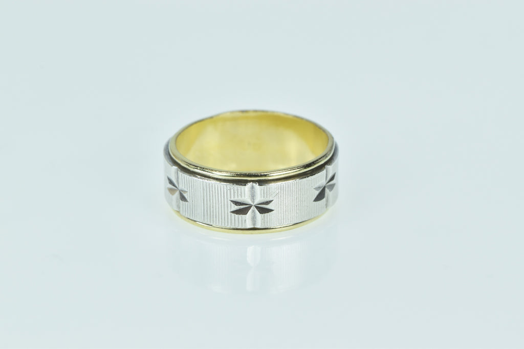 Gold Lined Silver Star Diamond Cut Ring
