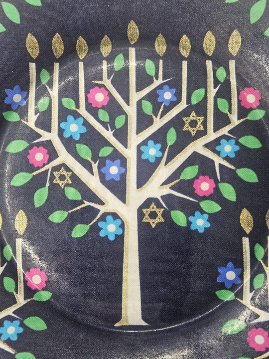 Handmade Decoupage Glass Plate with Menorah
