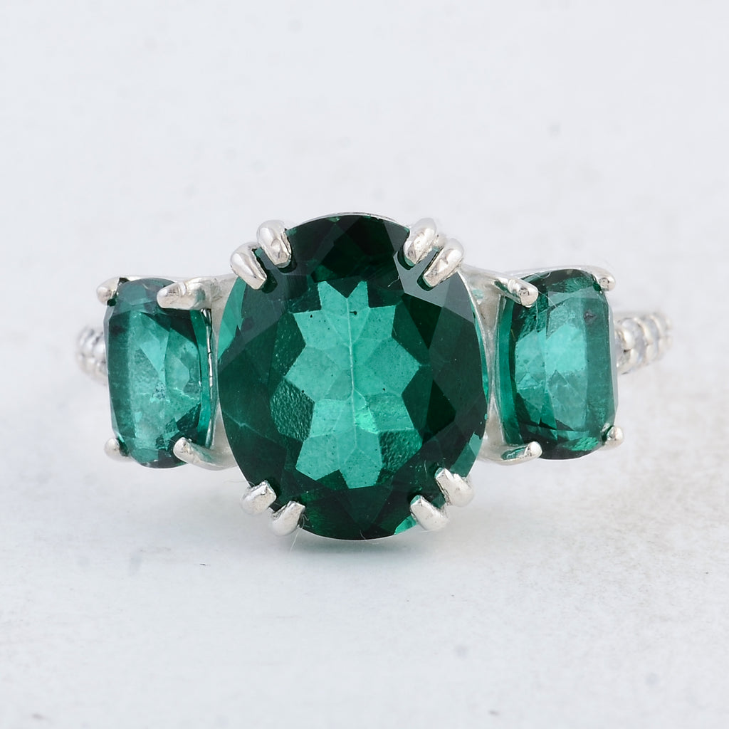 Natural Green Topaz Ring in Sterling Silver