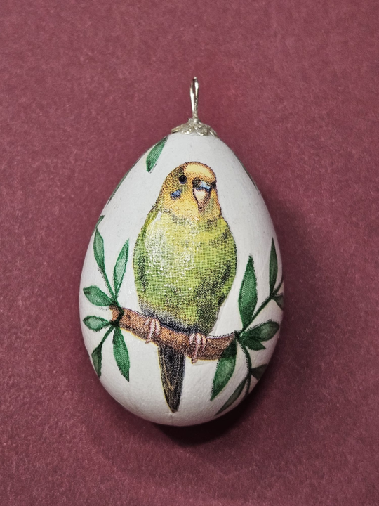 Handmade Decoupaged Egg with Parrots