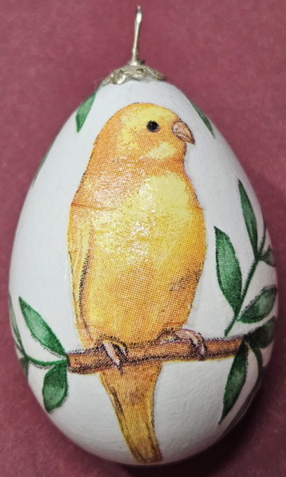 Handmade Decoupaged Egg with Parrots