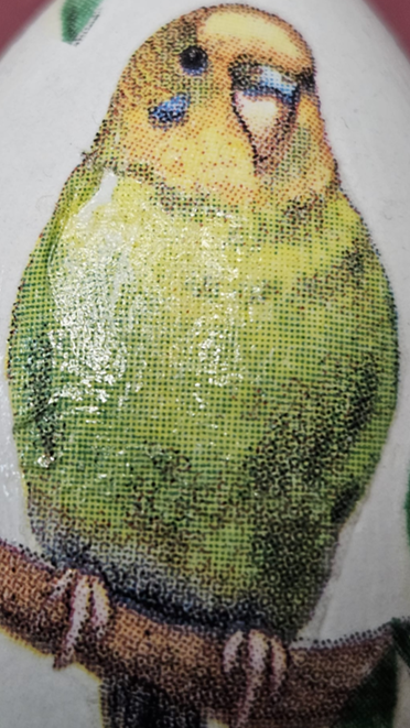 Handmade Decoupaged Egg with Parrots
