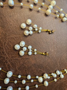 Freshwater Pearl Necklace and Earrings Set